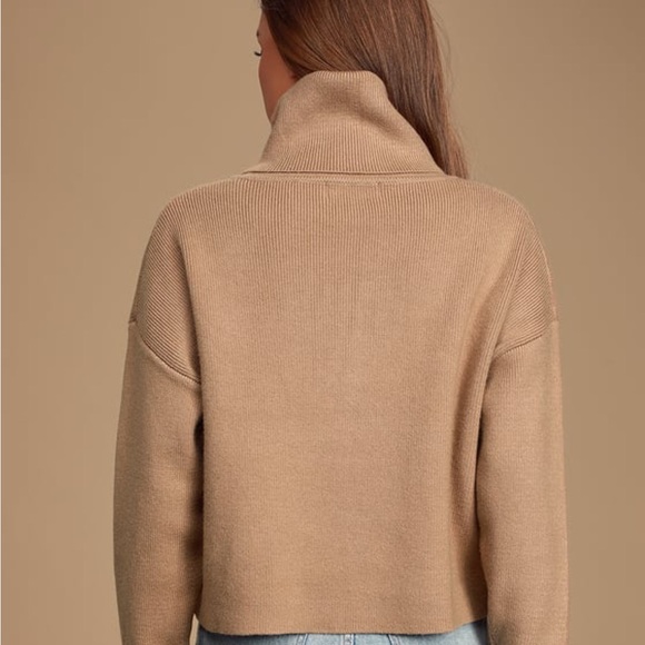 Lulus “Lets Cuddle Tan Cowel Neck Sweater” - Picture 3 of 8